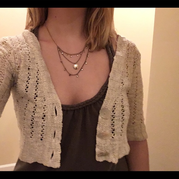 🆓 Love Change Knit Mini Cream Cardigan - Picture 1 of 5